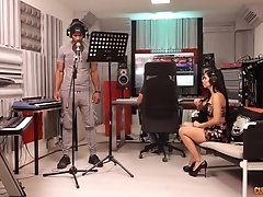 Canela Skin sucks and rides a big black cock in a music studio