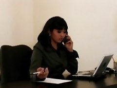 Office assistant gives blowjob to her boss