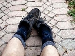 FTM Transman Rubs Feet Together in Sneakers and Socks