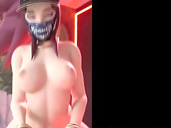 Hot ass big boobs hero with red hair and mask enjoys taking cock ride