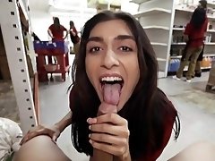 Insolent teen filmed sucking dick at the store and swallowing