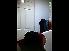 Delightful and busty white housewife caught nude on voyeur spycam