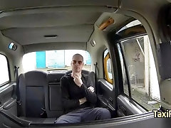 Perverted blonde fuck guy in taxi
