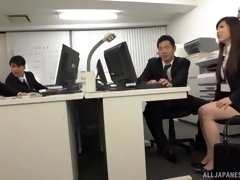 Japanese woman moans while getting fucked in the office - HD
