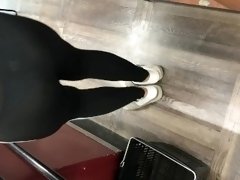 Wife in see through bodysuit in supermarket bending over