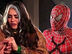 Hot slut covered in jizz after loud Marvel role play
