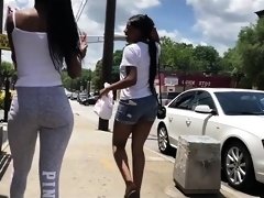 Street voyeur finds two sexy black girls with fabulous asses