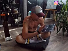 KinkyChrisX masturbating in white knee high socks - full uncut clip - 4K