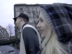 Juggy blonde Angel Wicky is picked up and fucked hard by horny dude