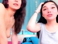 Striking lesbian teens devour each other's holes on webcam