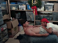 Daddybottom barebacked by twink in the warehouse after a blowjob