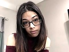 Nerdy young slut knows her way with big dicks in home POV