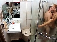 Cute redhead teen gets nailed by her boyfriend in the shower